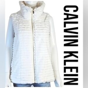 Calvin Klein White Faux Fur Vest